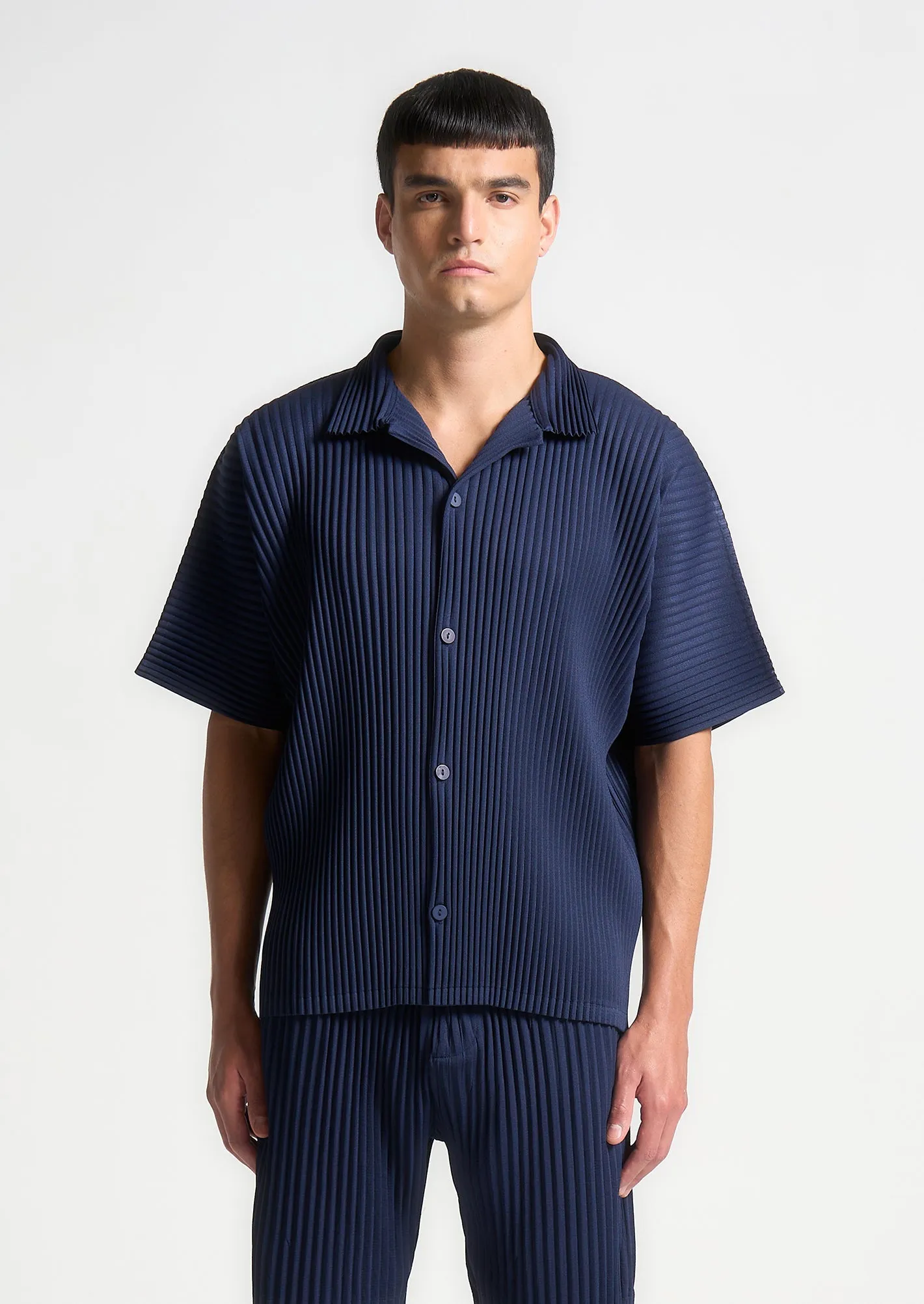 Pleated Shirt - Navy