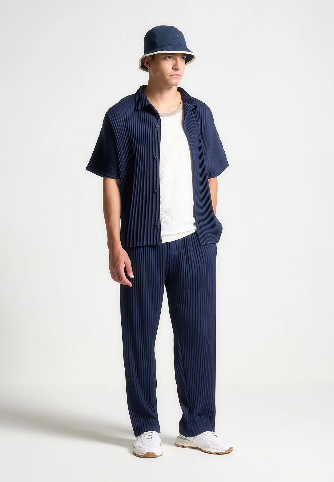 Pleated Shirt - Navy