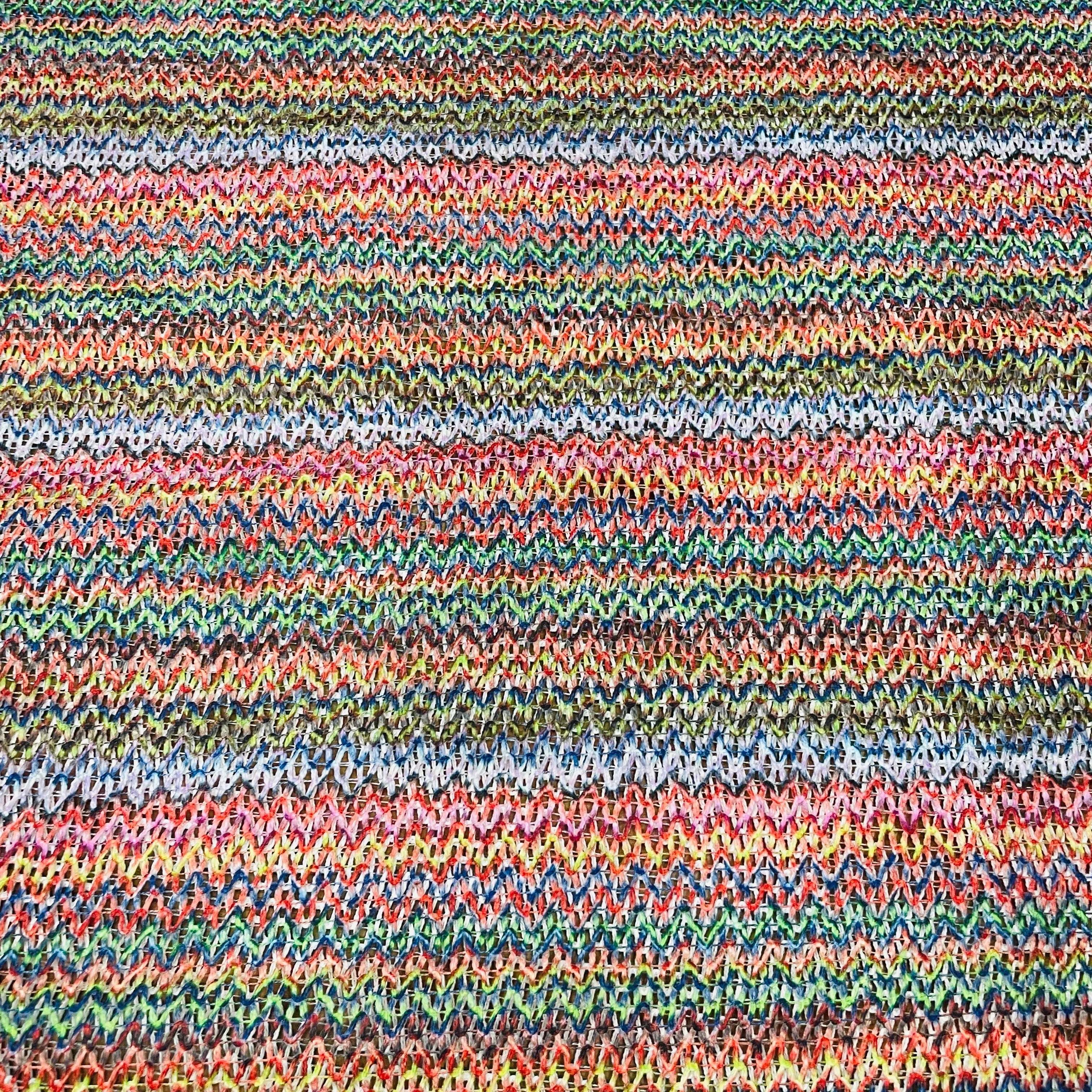 Premium  Multicolor Stripe Print Cotton Crochet Fabric