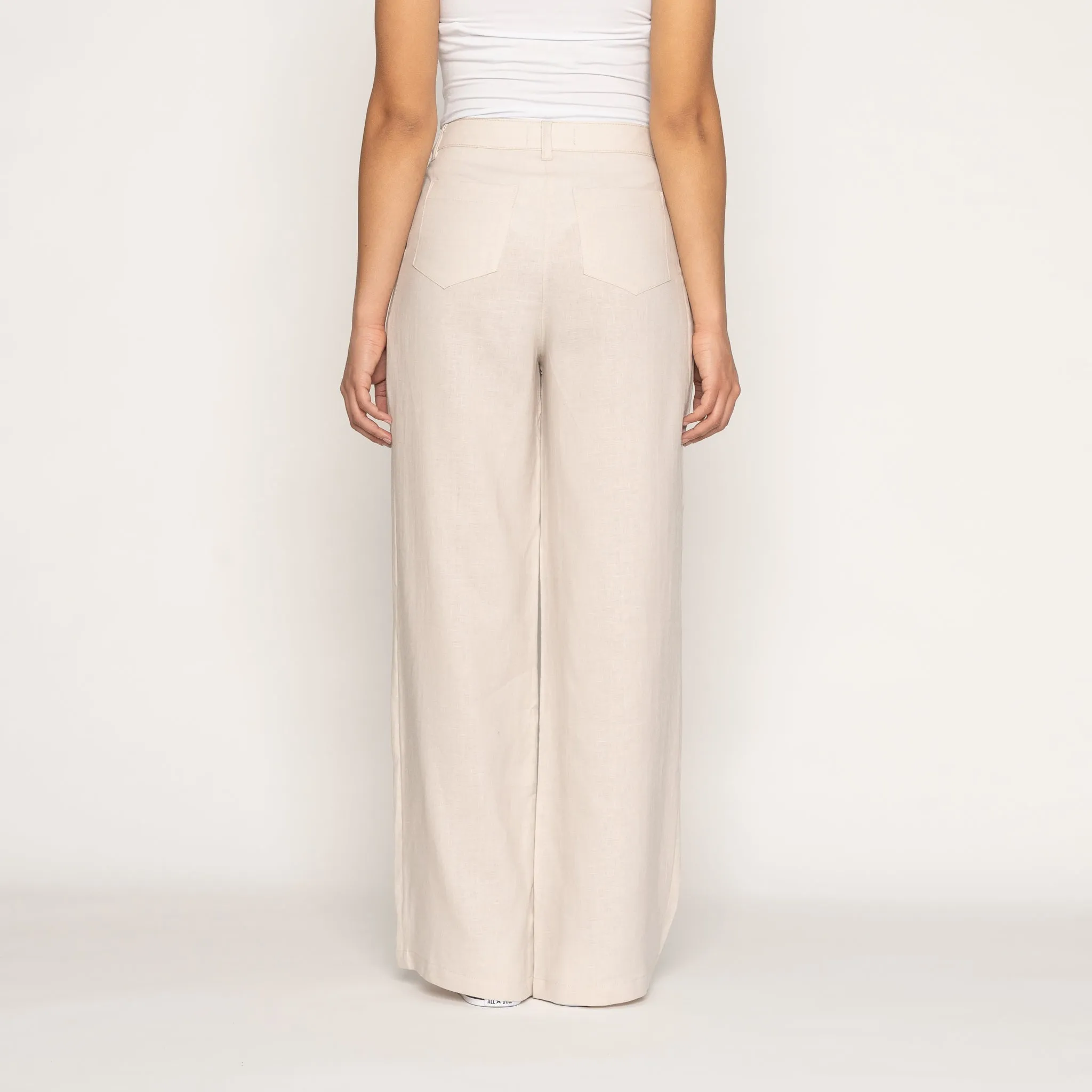 Relaxed Pleated Trouser - French Linen Fine Canvas - Ecru