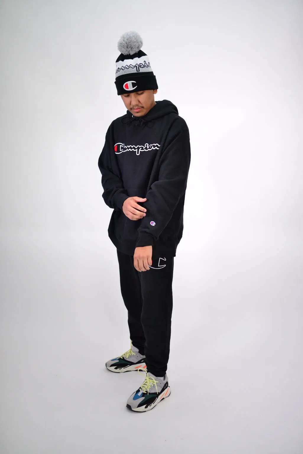 REVERSE WEAVE PULLOVER HOODIE - BLACK