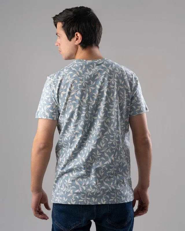 SHORT SLEEVE T-SHIRT WITH AN ALL-OVER PRINT - SKY BLUE