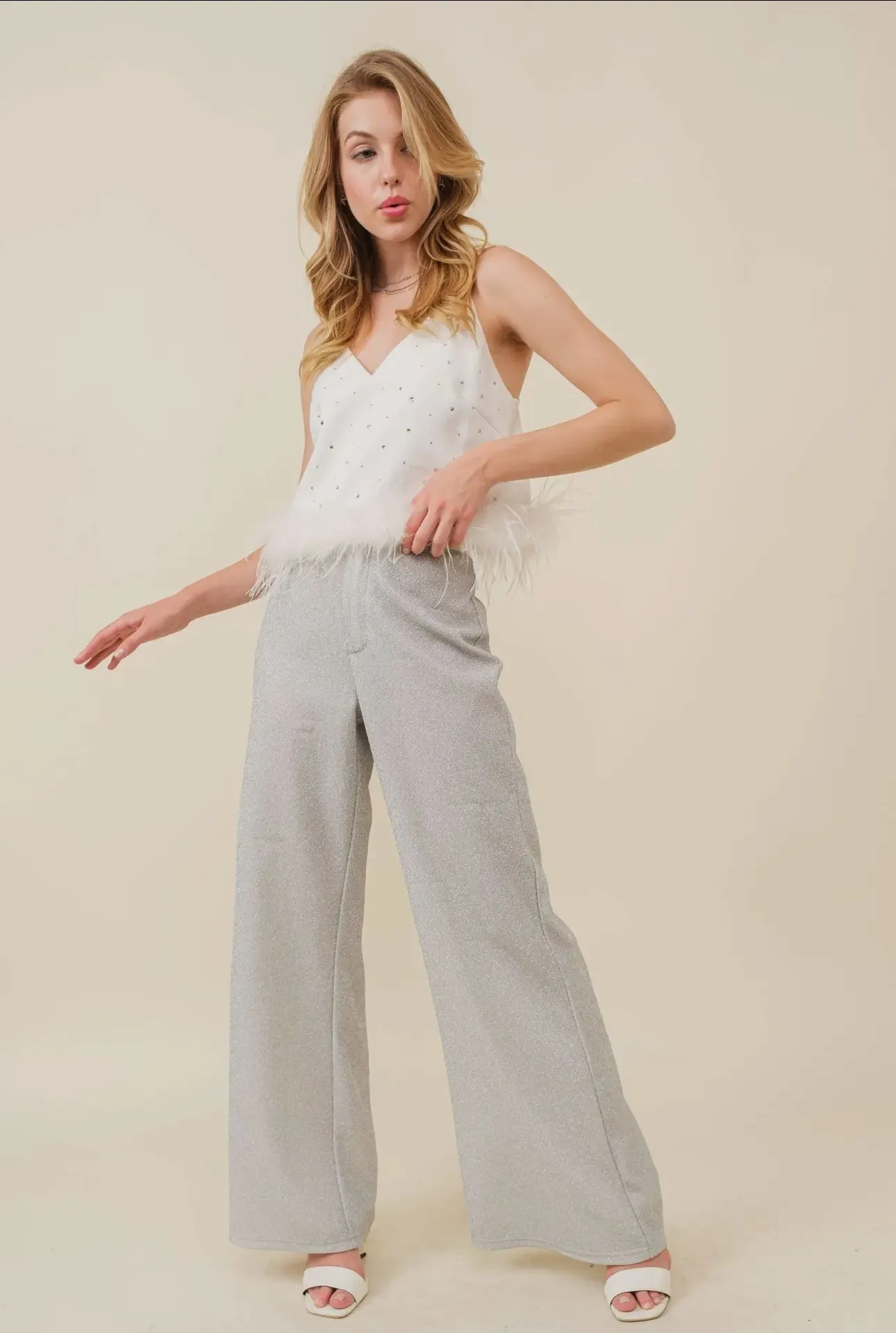 Silver Wide Leg Pants