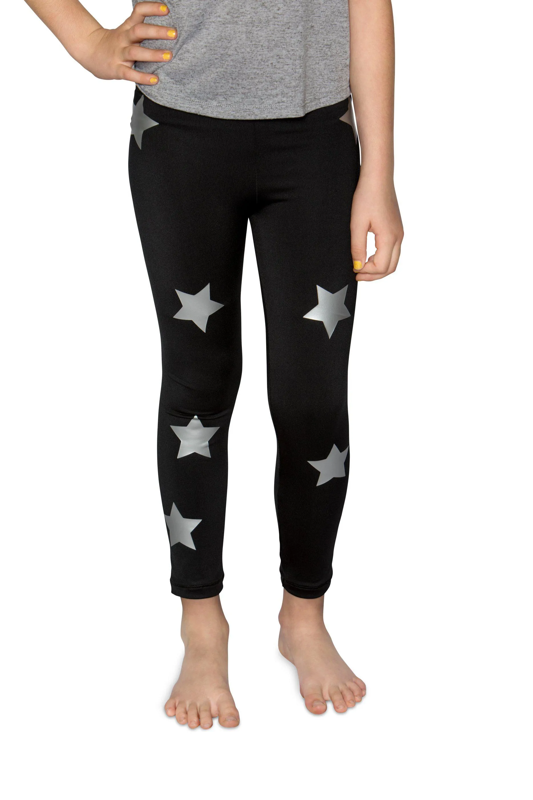 Stars Silver Black Leggings