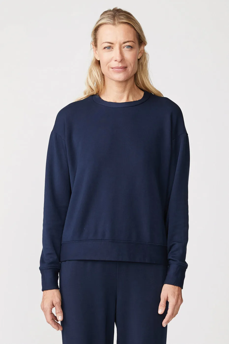 Stateside Softest Fleece Crewneck Sweatshirt in New Navy