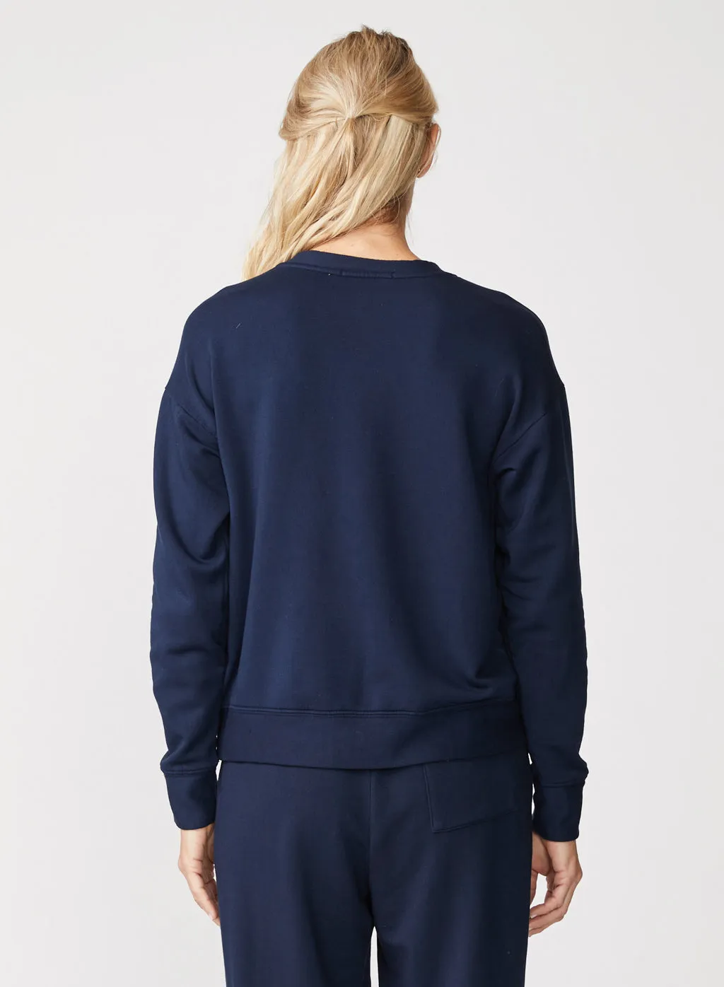 Stateside Softest Fleece Crewneck Sweatshirt in New Navy