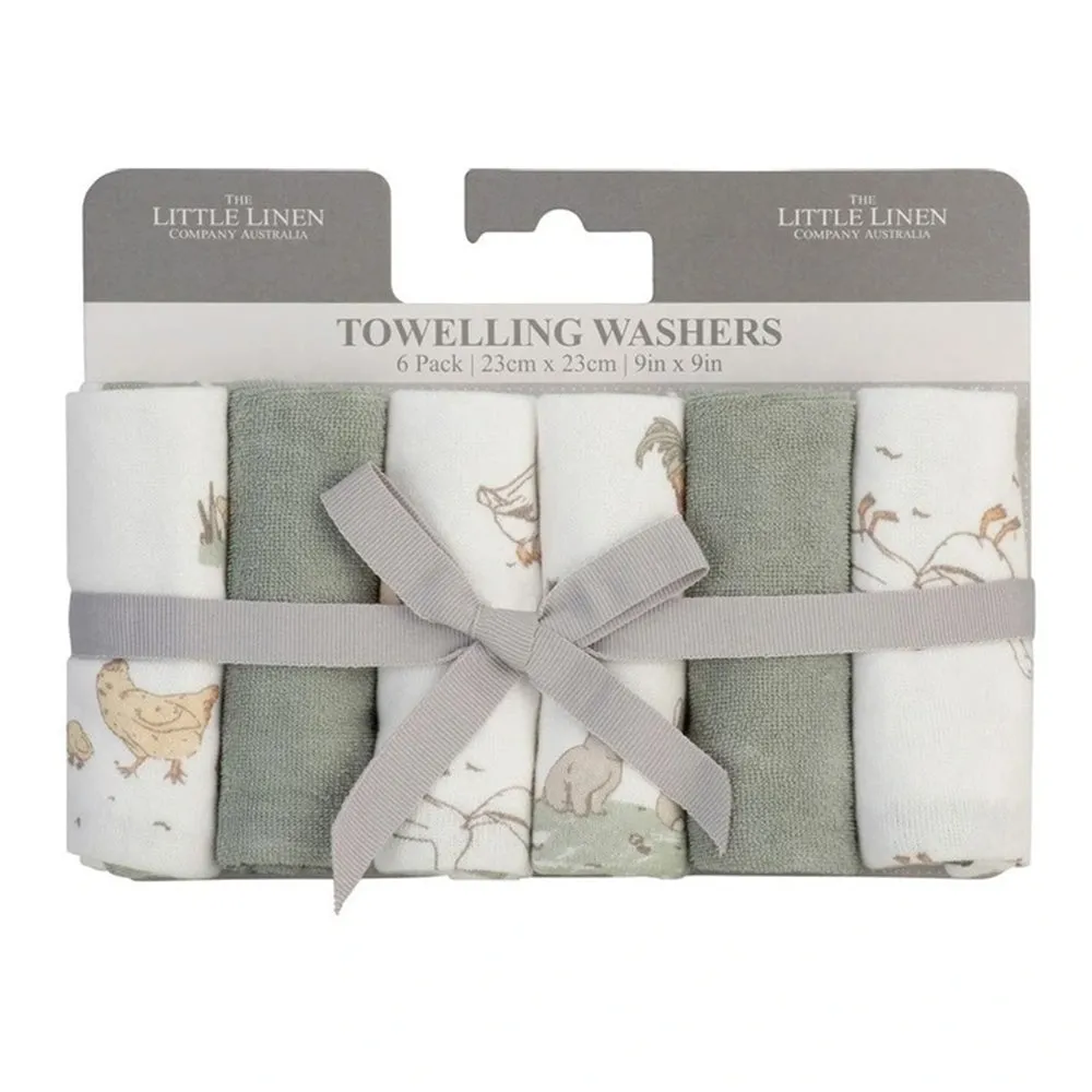 Towelling Washer 6 Pack - Farmyard Lamb