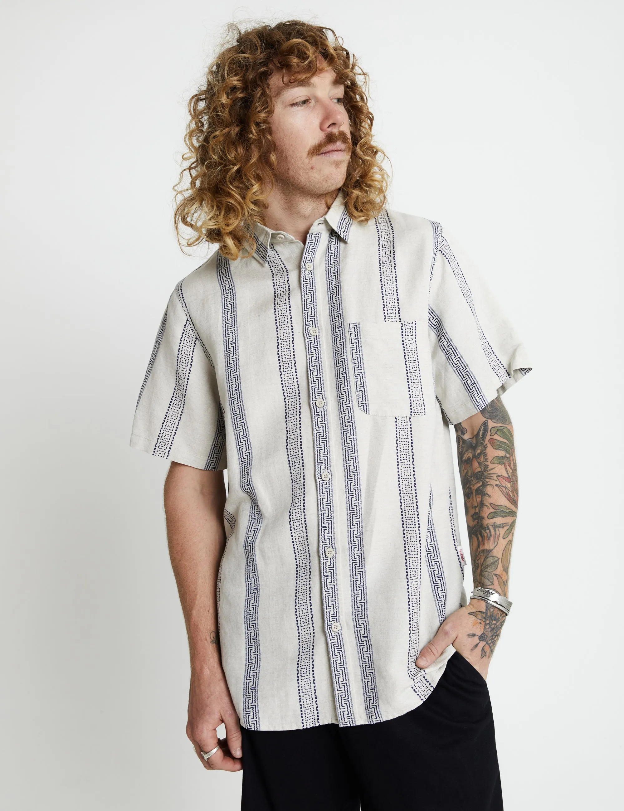 Vista BBQ Shirt - Natural/Navy