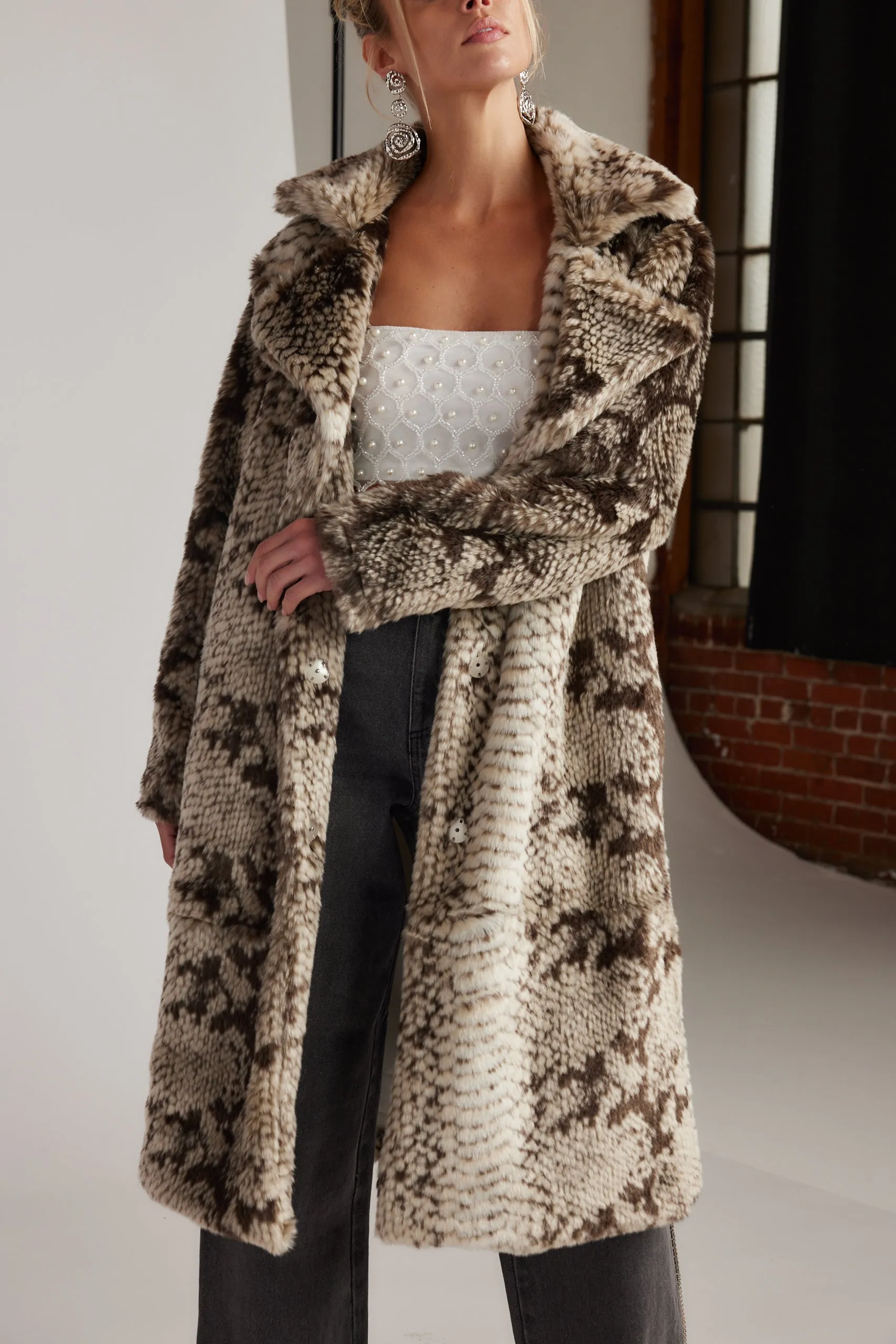 Vivienne Grey Snake Faux Fur Jacket