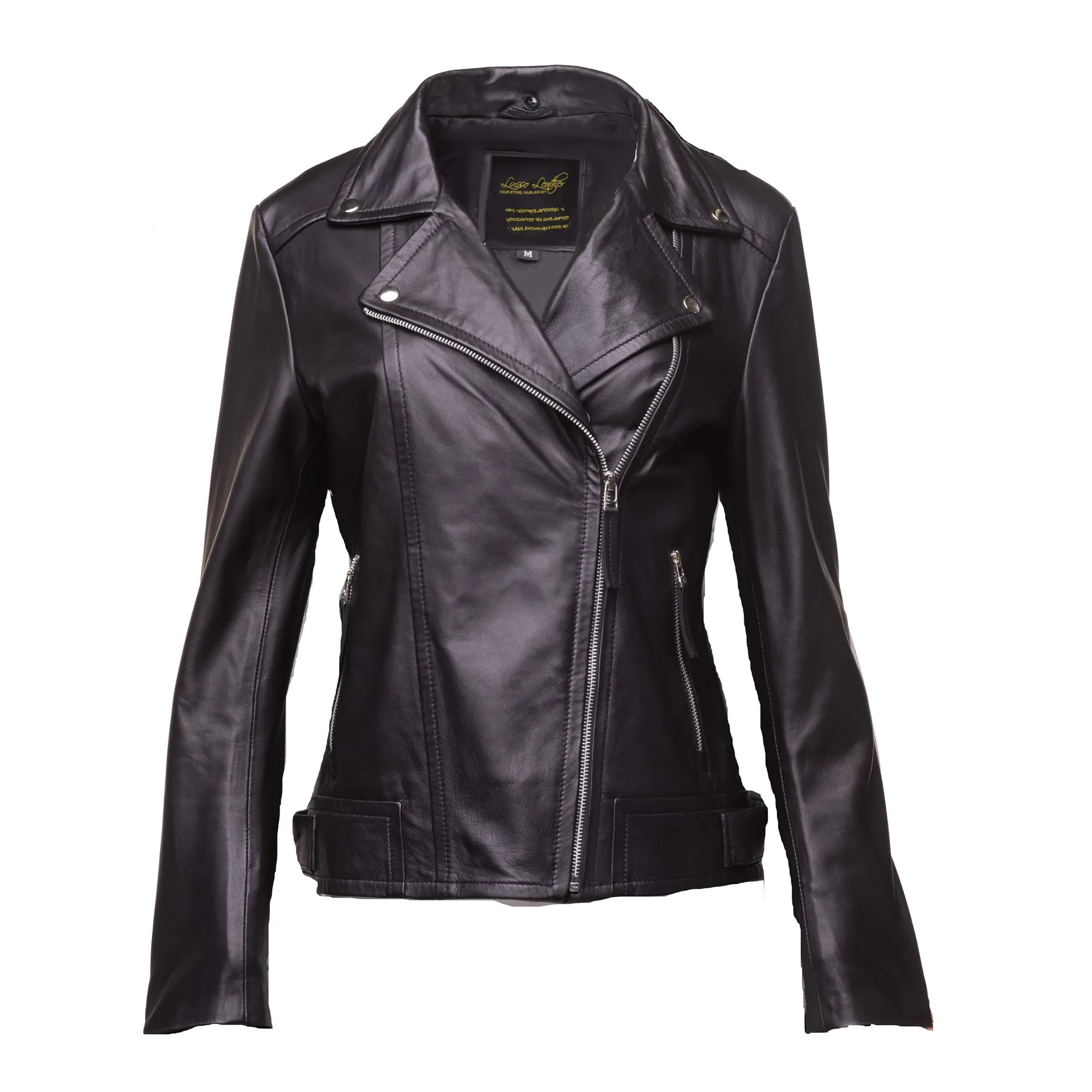 Women’s Leather Jacket With Large Black Fur Shawl