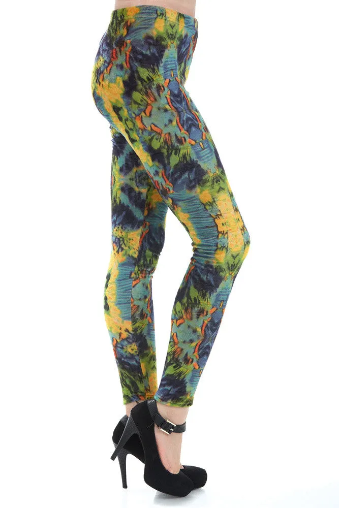 Women's Regular Blue Reflection Pattern Leggings