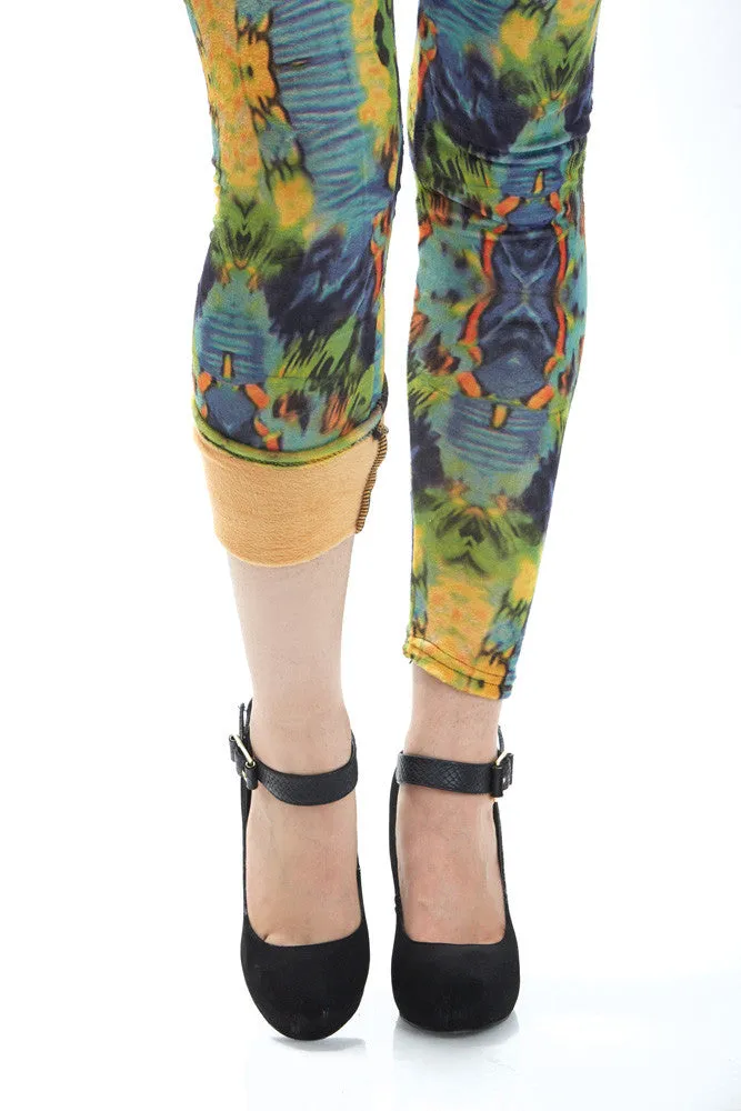 Women's Regular Blue Reflection Pattern Leggings