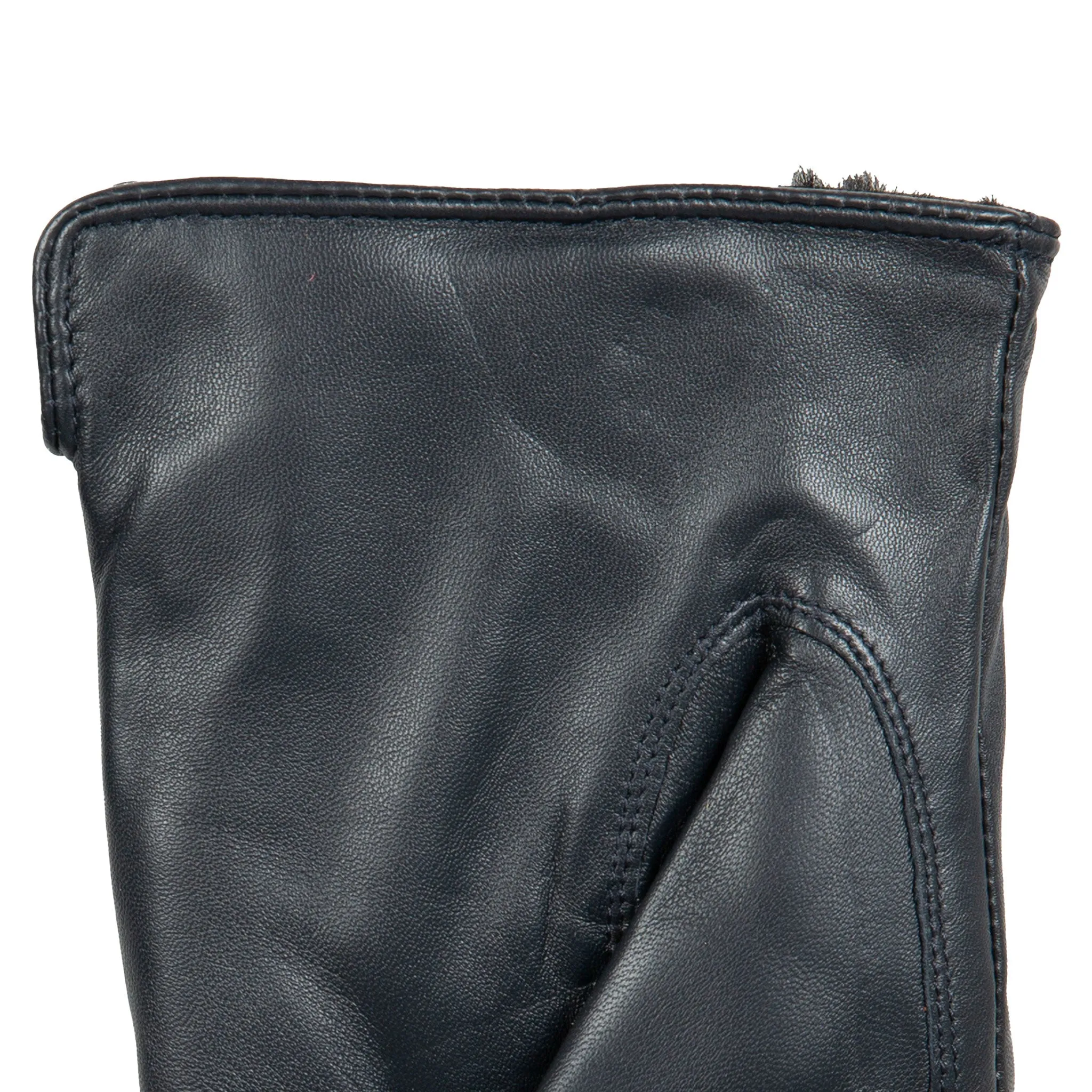 Women’s Touchscreen Single-Point Faux Fur-Lined Leather Gloves