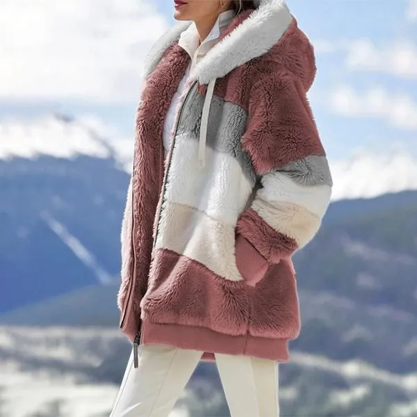 Women's Warm Plush Faux Fur Hooded Jacket Outerwear