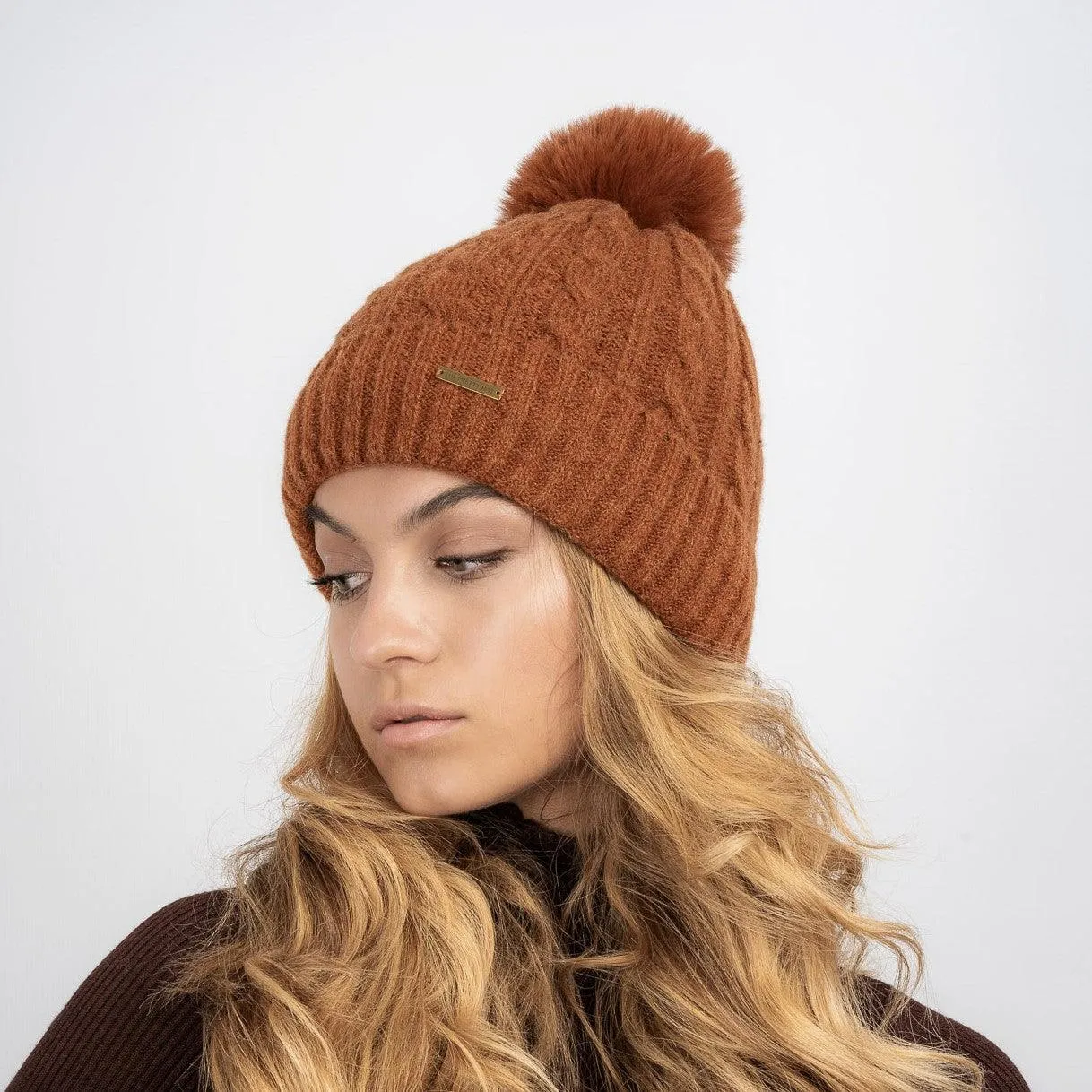 Zoe Fleece Lined Beanie - Rust